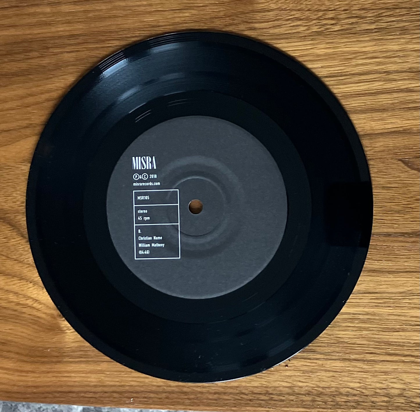 "Flashes & Cables" b/w "Christian Name" 7" Single